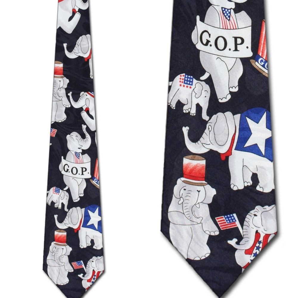 Elephant Patterned GOP Tie